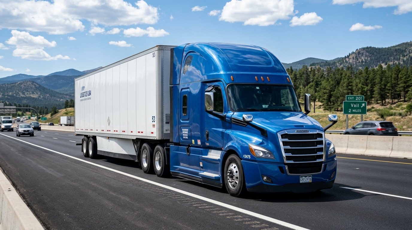 Class 8 semi truck hauling 53-foot dry van trailer